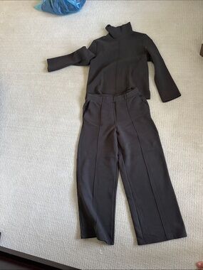 OGL charcoal grey wide-Leg Ponte Trousers and top set